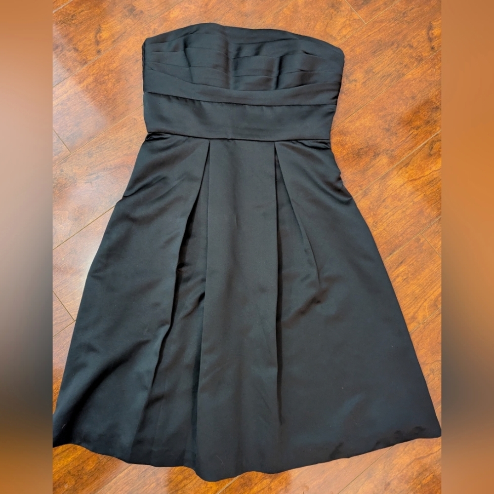 White House Black Market Strapless Black Satin Dress